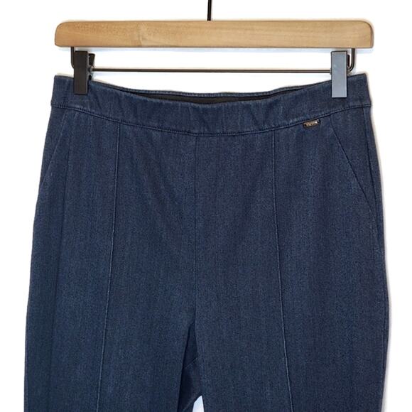 ST. JOHN High Rise Ankle Zipper Pull On Crop Ankle Blue Skinny Denim Jean Size 8 - Picture 2 of 12